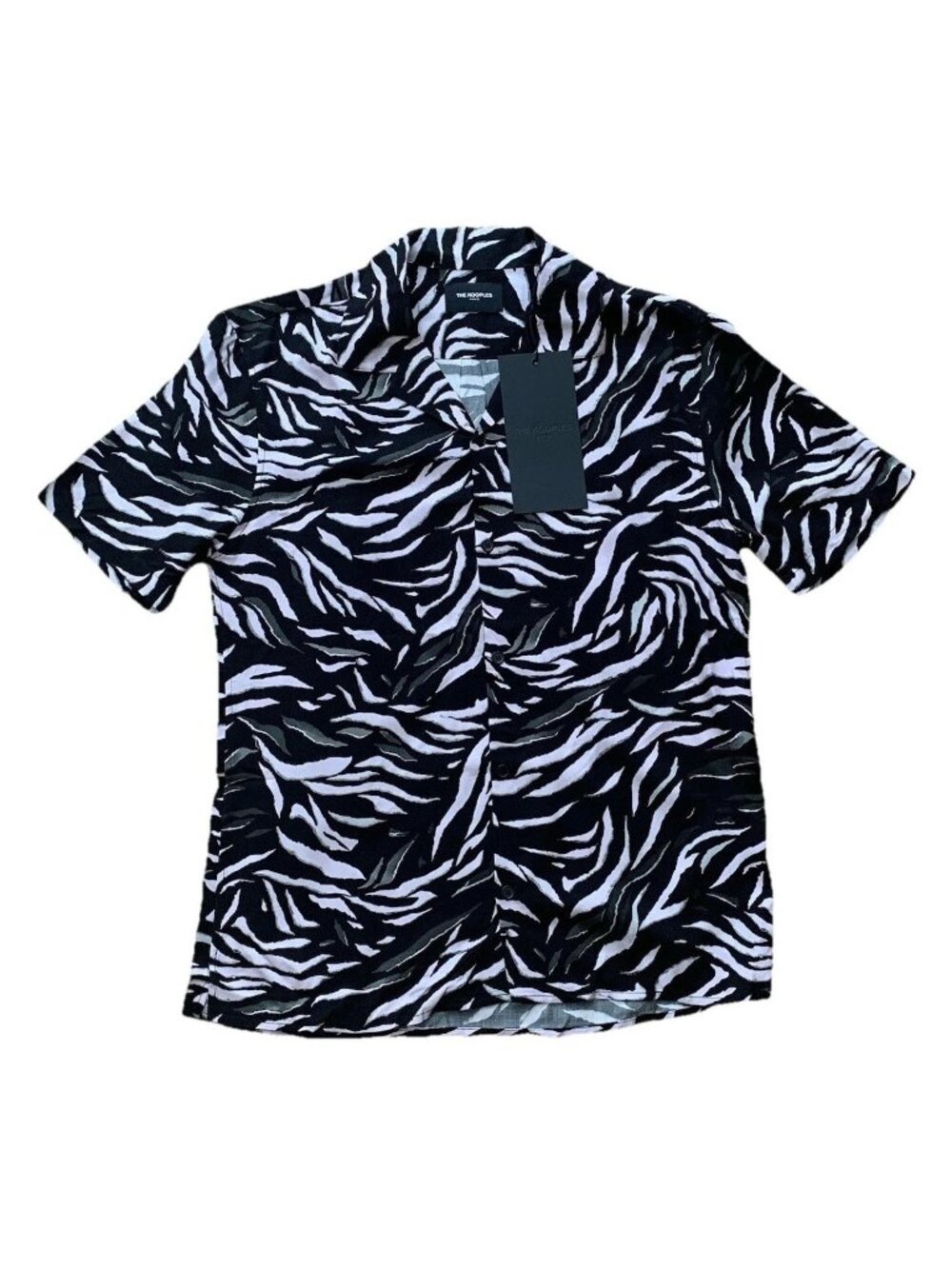 The Kooples Men’s Small Zebra Print Button Shirt Pink Black Gray Short Sleeve